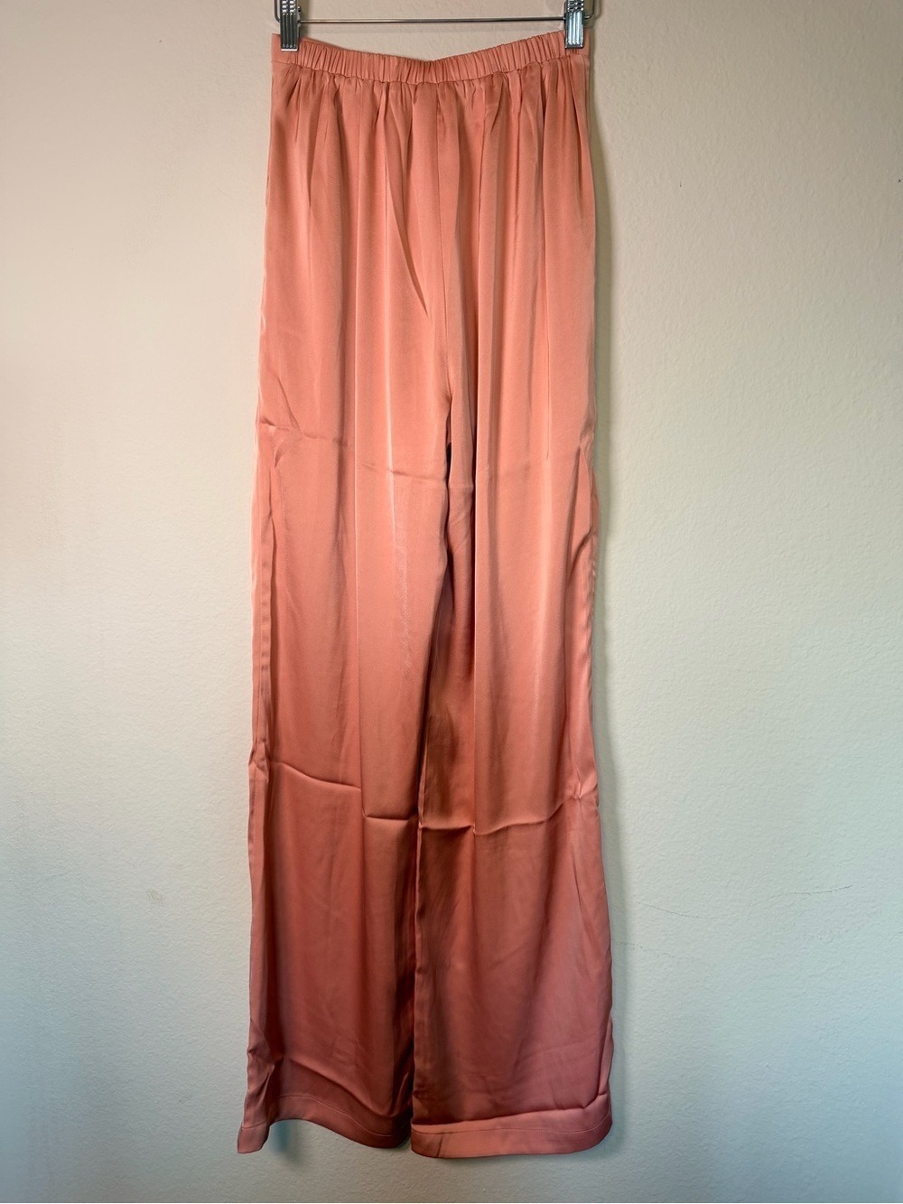Andrea Iyamah Uchi Pants Powder Peach Satin Wide Leg XS - Picture 6 of 9